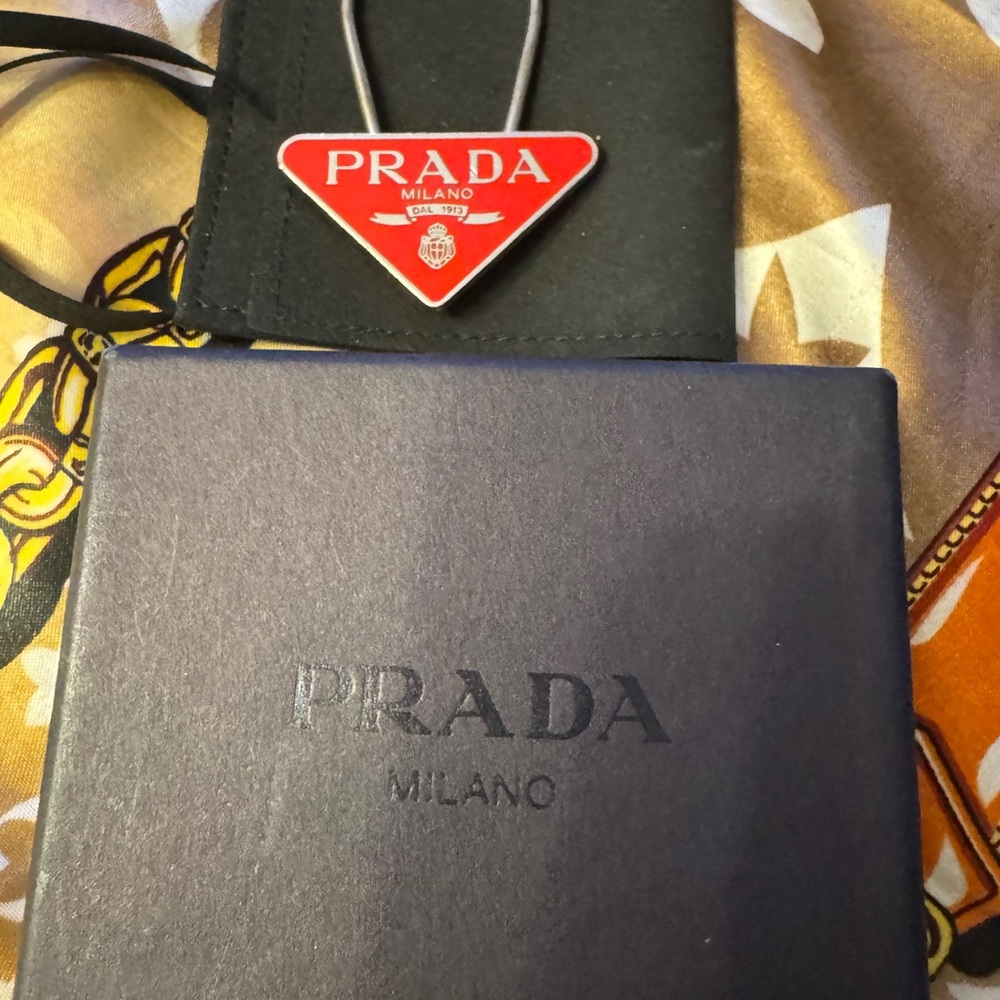 Prada Red Logo Triangle Keychain - Picture 2 of 5